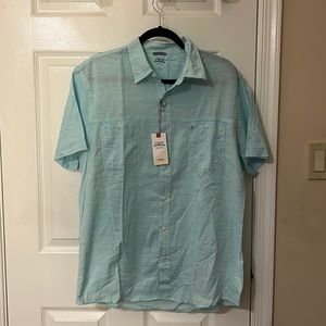 Izod Relaxed Linen Blue Shirt